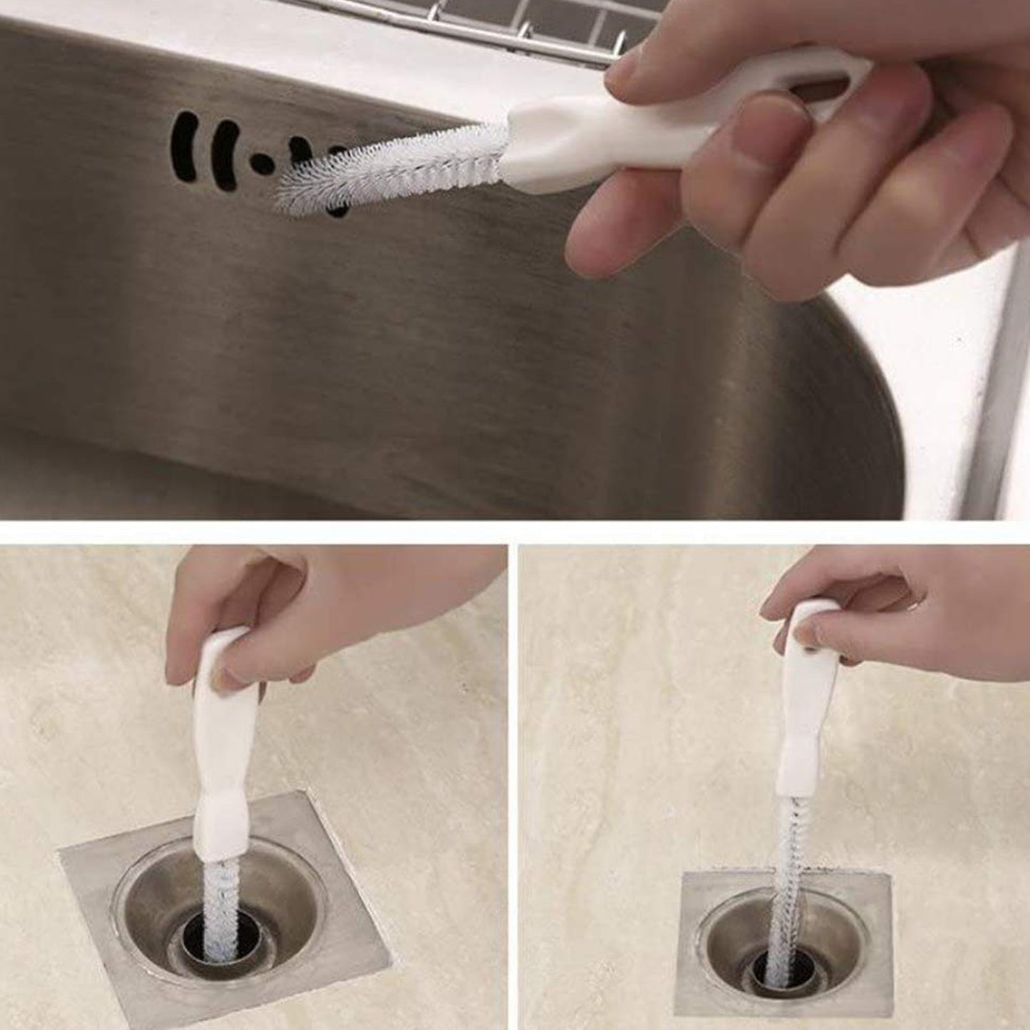 Reusable drain cleaning tool with strong bristles
