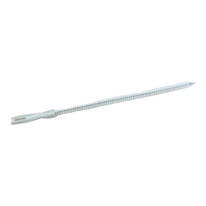 Flexible pipe cleaning brush navigating curved drains