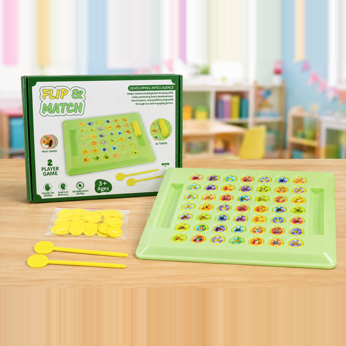 Flip and Match Fruit Memory Board Game for Kids Brain Learning Fun (1 Set)