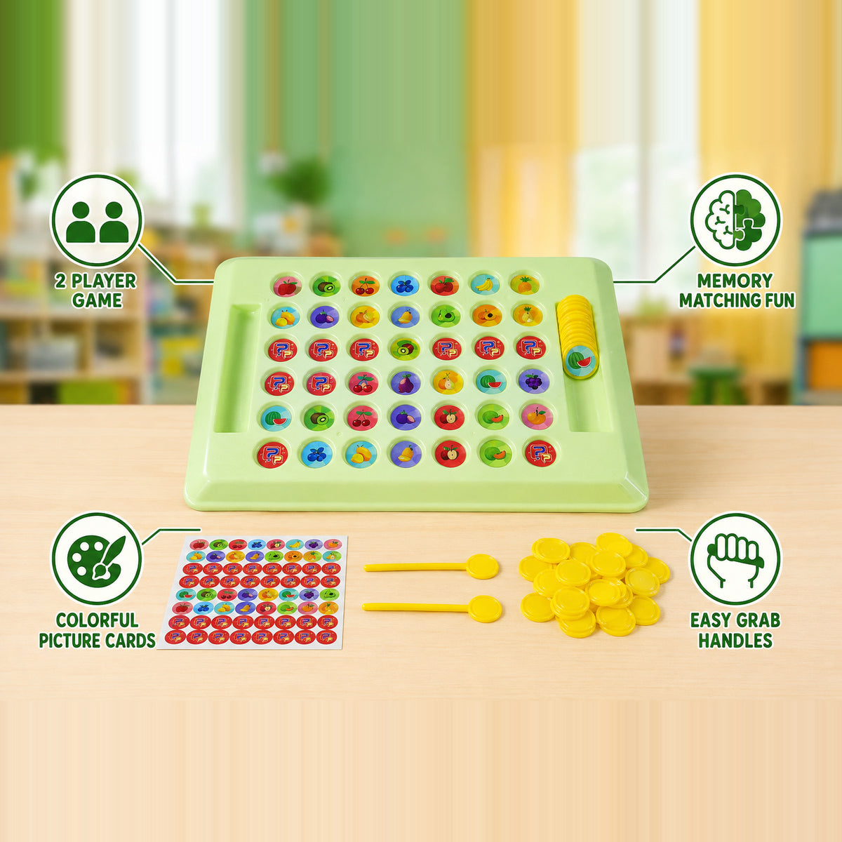 Flip and Match Fruit Memory Board Game for Kids Brain Learning Fun (1 Set)