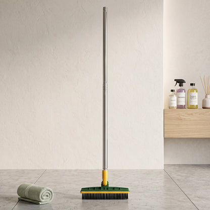 2 In 1 Long Handle Floor Scrubbing Brush with Wiper for Bathroom (1 Pc)