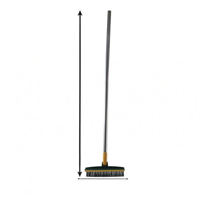 2 In 1 Long Handle Floor Scrubbing Brush with Wiper for Bathroom (1 Pc)
