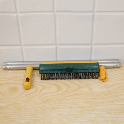 2 In 1 Long Handle Floor Scrubbing Brush with Wiper for Bathroom (1 Pc)