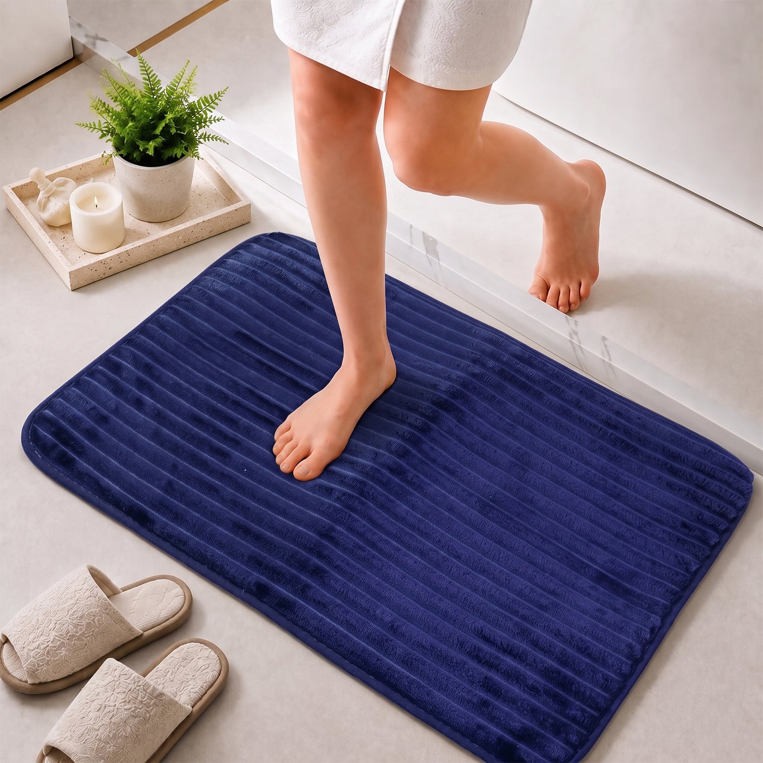 Anti Slip Soft Carpet Mat 60 x 39 Cm Memory Foam Bath Mat Absorbent (1 Pc)