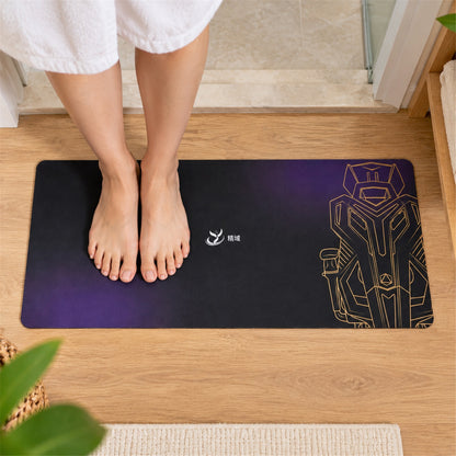 Purple Black Gradient Bath Runner, Gold Line Art Anti-Slip Mat (1 Pc, 70x30 Cm)