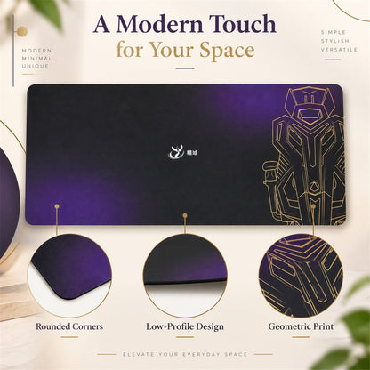 Purple Black Gradient Bath Runner, Gold Line Art Anti-Slip Mat (1 Pc, 70x30 Cm)