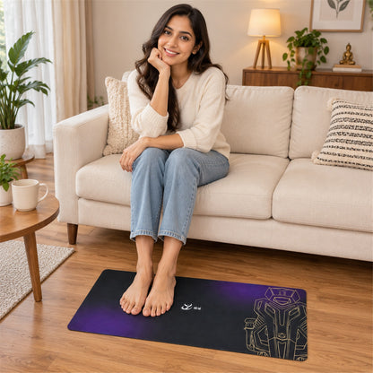 Purple Black Gradient Bath Runner, Gold Line Art Anti-Slip Mat (1 Pc, 70x30 Cm)