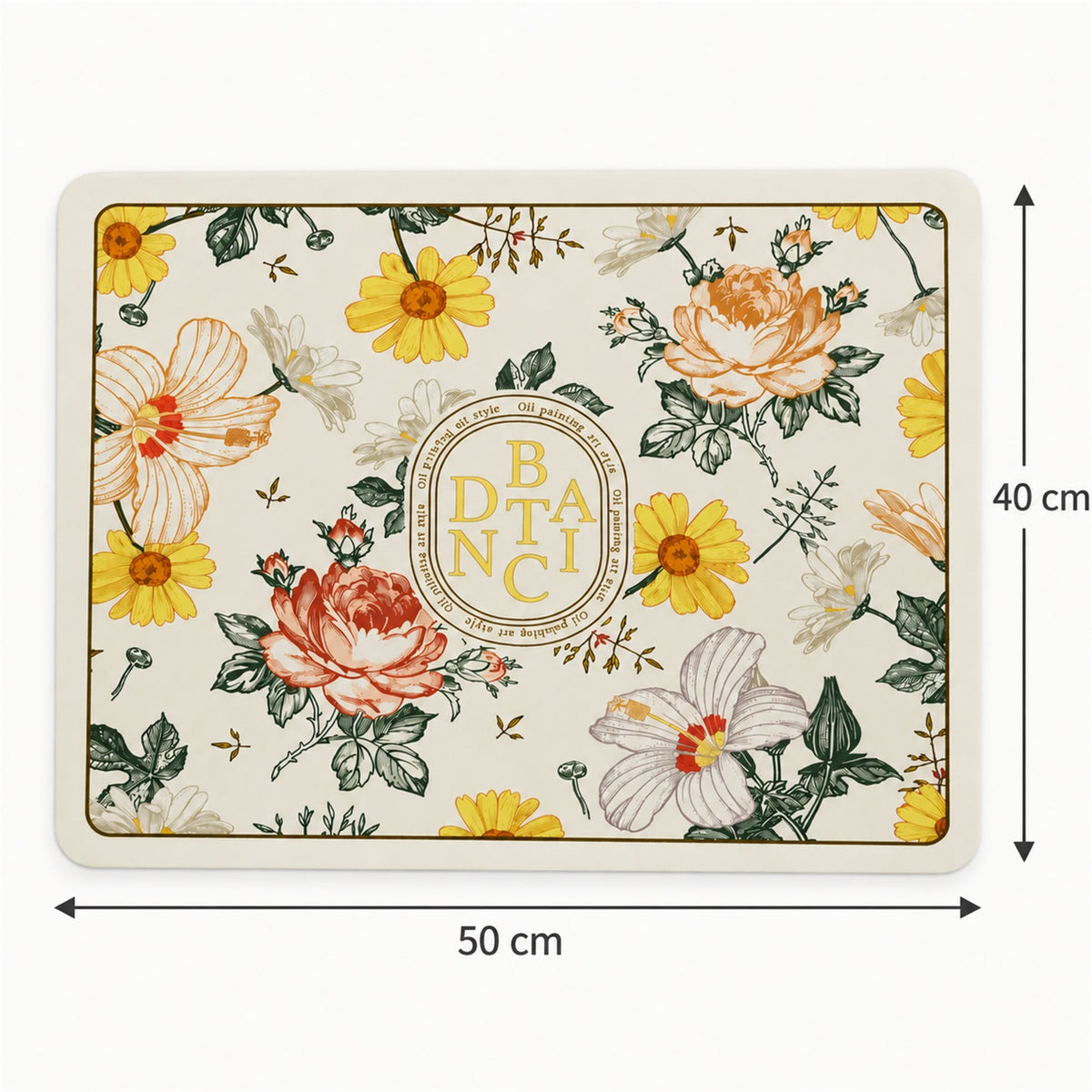 Absorbent Bathroom Mat, Floral Print Quick Dry Bath Mat (1 Pc, 50x40 Cm)