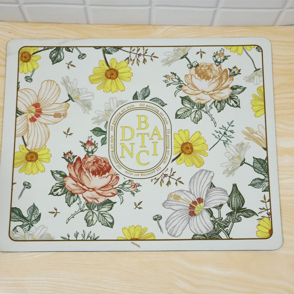 Absorbent Bathroom Mat, Floral Print Quick Dry Bath Mat (1 Pc, 50x40 Cm)
