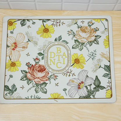 Absorbent Bathroom Mat, Floral Print Quick Dry Bath Mat (1 Pc, 50x40 Cm)