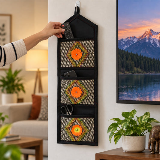 Foldable Hanging Organizer – 3 Pocket Wall Holder | Indo Glow