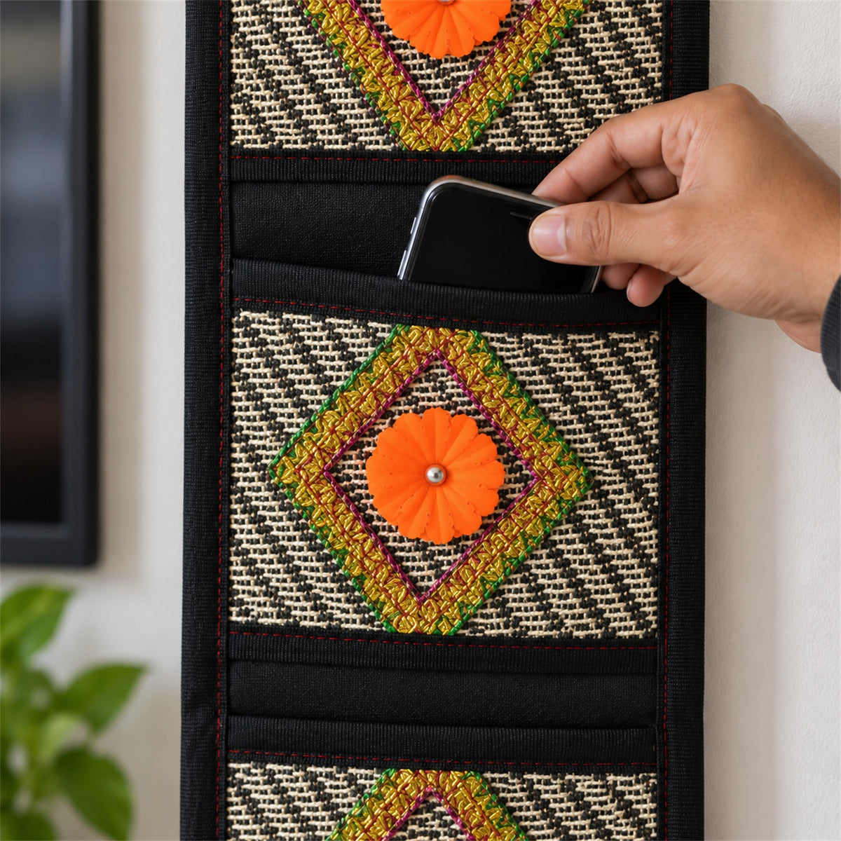 Foldable Hanging Organizer – 3 Pocket Wall Holder | Indo Glow