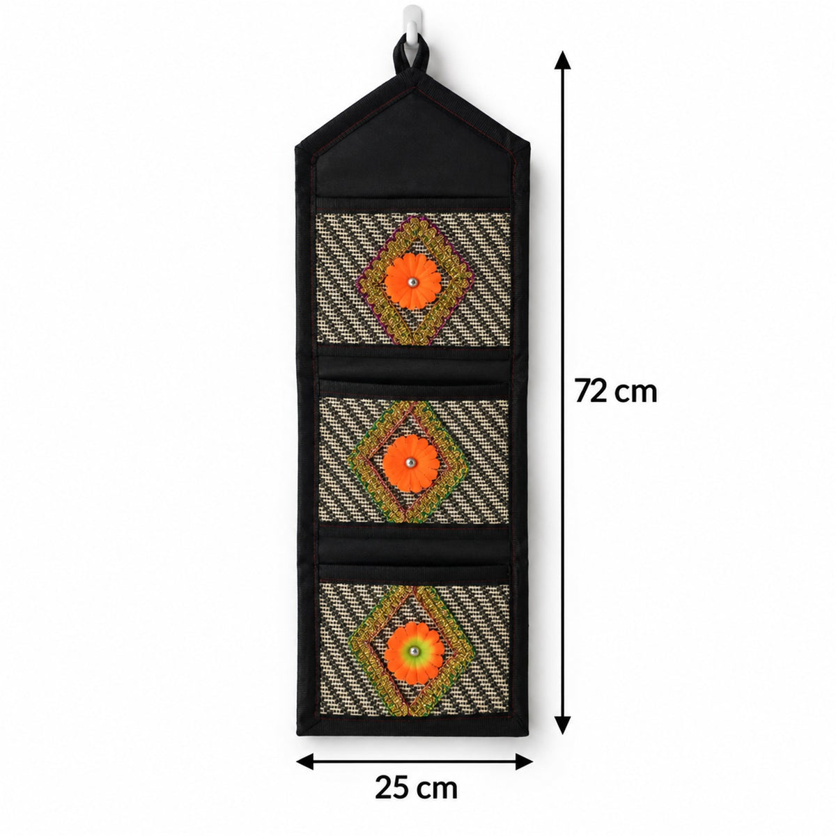 Foldable Hanging Organizer – 3 Pocket Wall Holder | Indo Glow