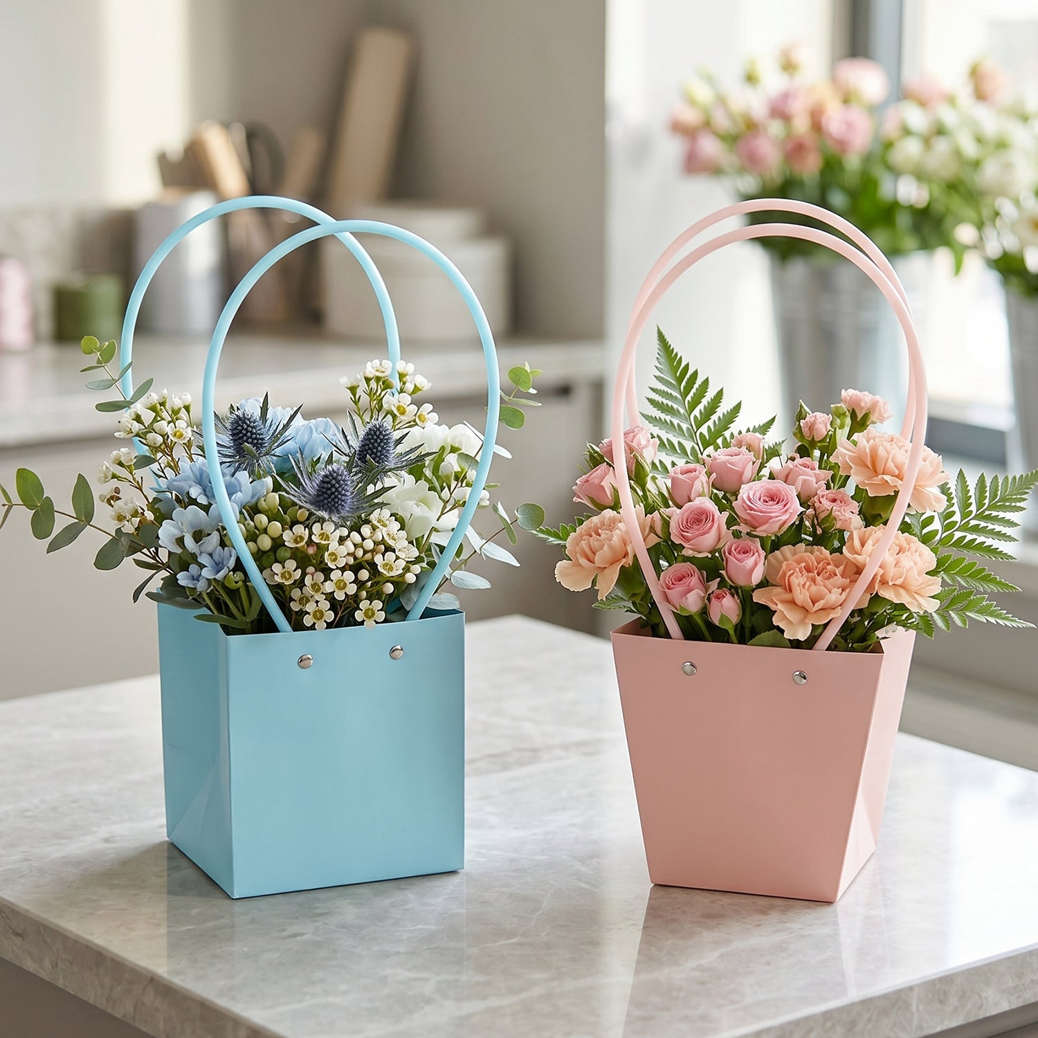 Flower packaging bag white bg
