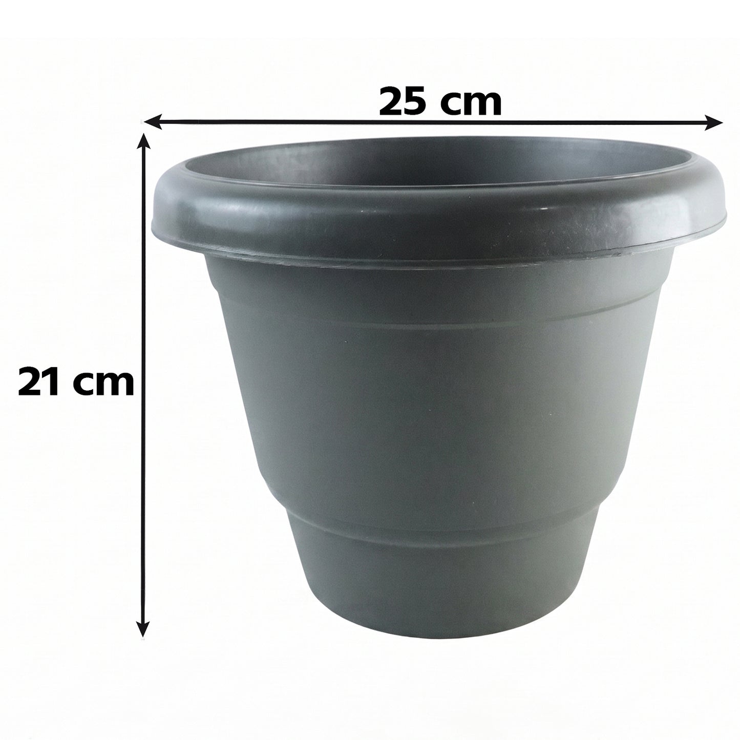 Plastic Round Flower Pot Planter Set, Durable Gardening Pots with Rim (6 Pcs Set)