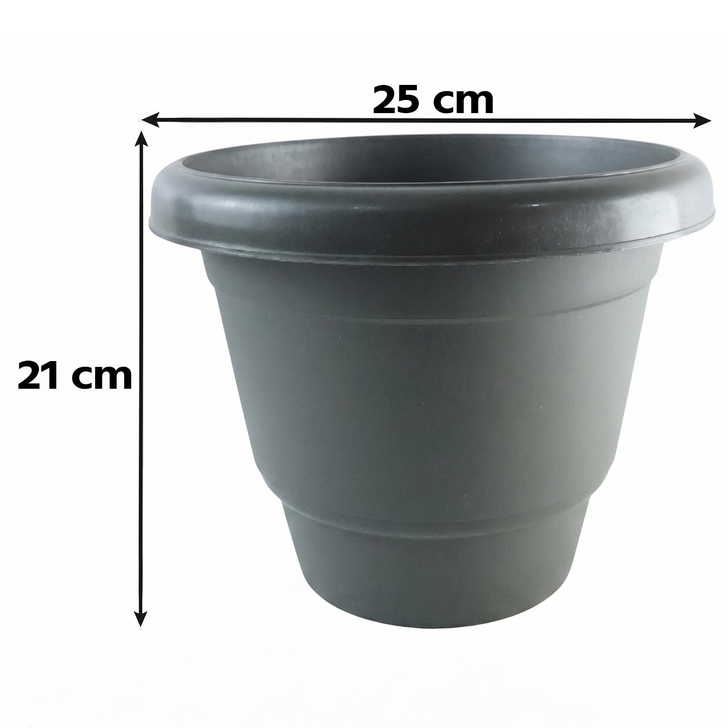 Plastic Round Flower Pot Planter Set, Durable Gardening Pots with Rim (6 Pcs Set)
