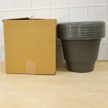Plastic Round Flower Pot Planter Set, Durable Gardening Pots with Rim (6 Pcs Set)