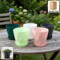 Diamond Design Plastic Flower Pot Set – Stylish 5-Piece Planters with Drain Tray