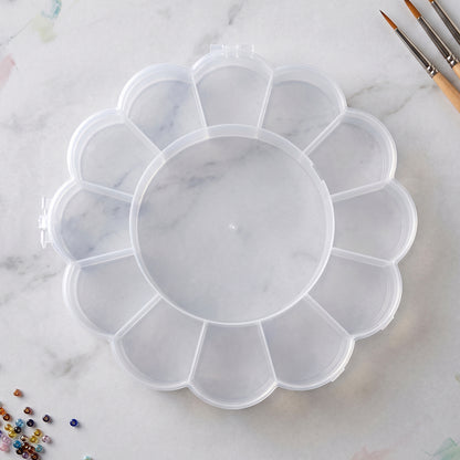 13 Section Flower Shape Transparent Plastic Organizer Storage Box (1 Pc)