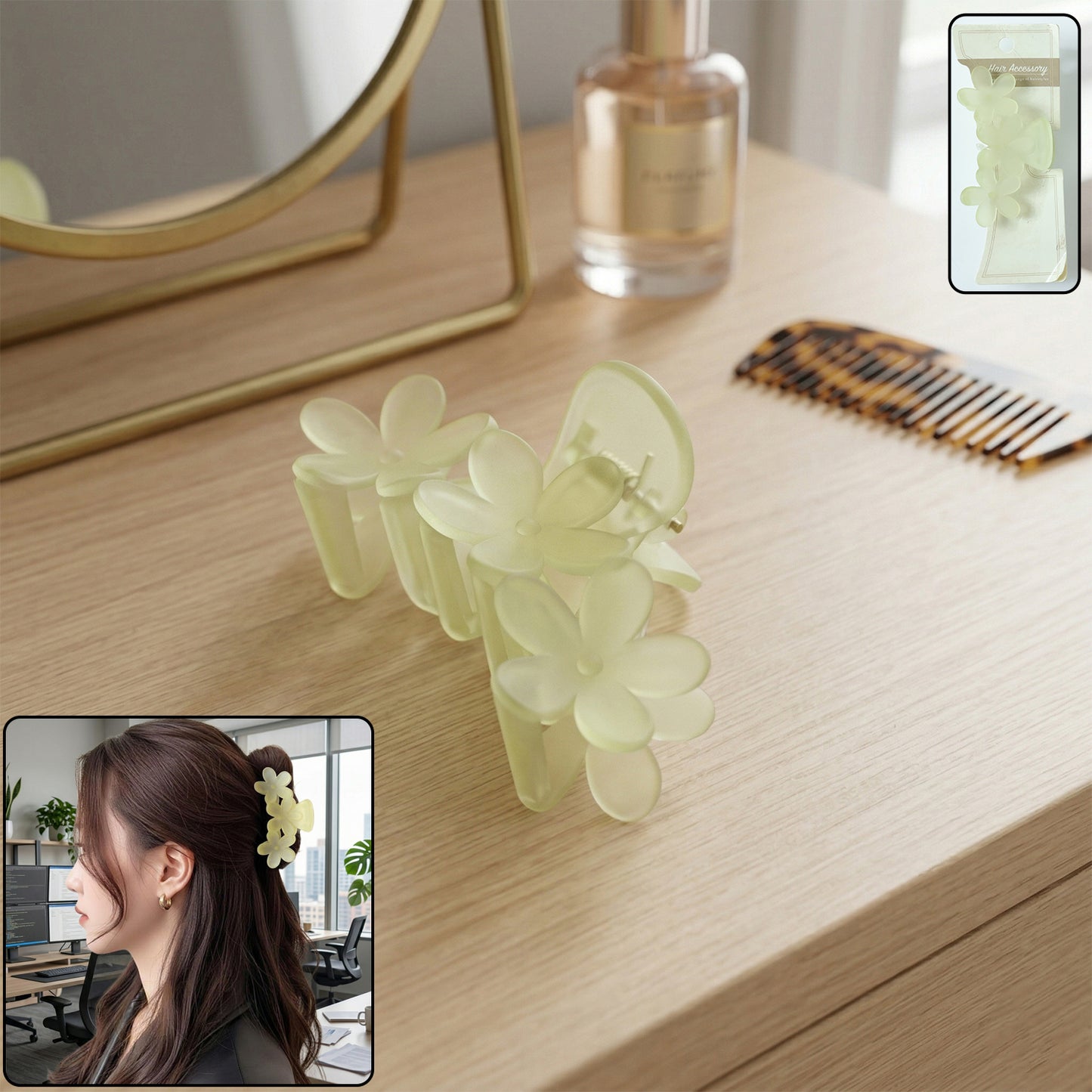 Elegant Floral Design Hair Claw Clip for Women (1 Pc)