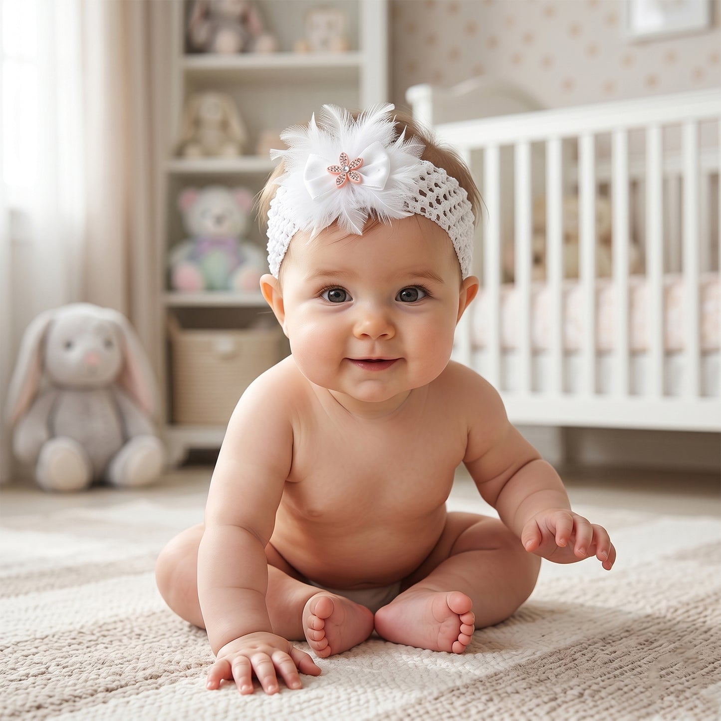 Soft elastic floral headband flat lay