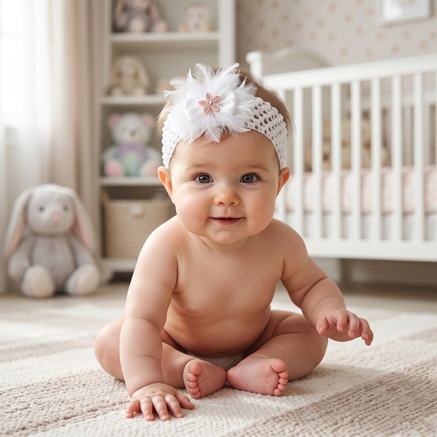 Soft elastic floral headband flat lay