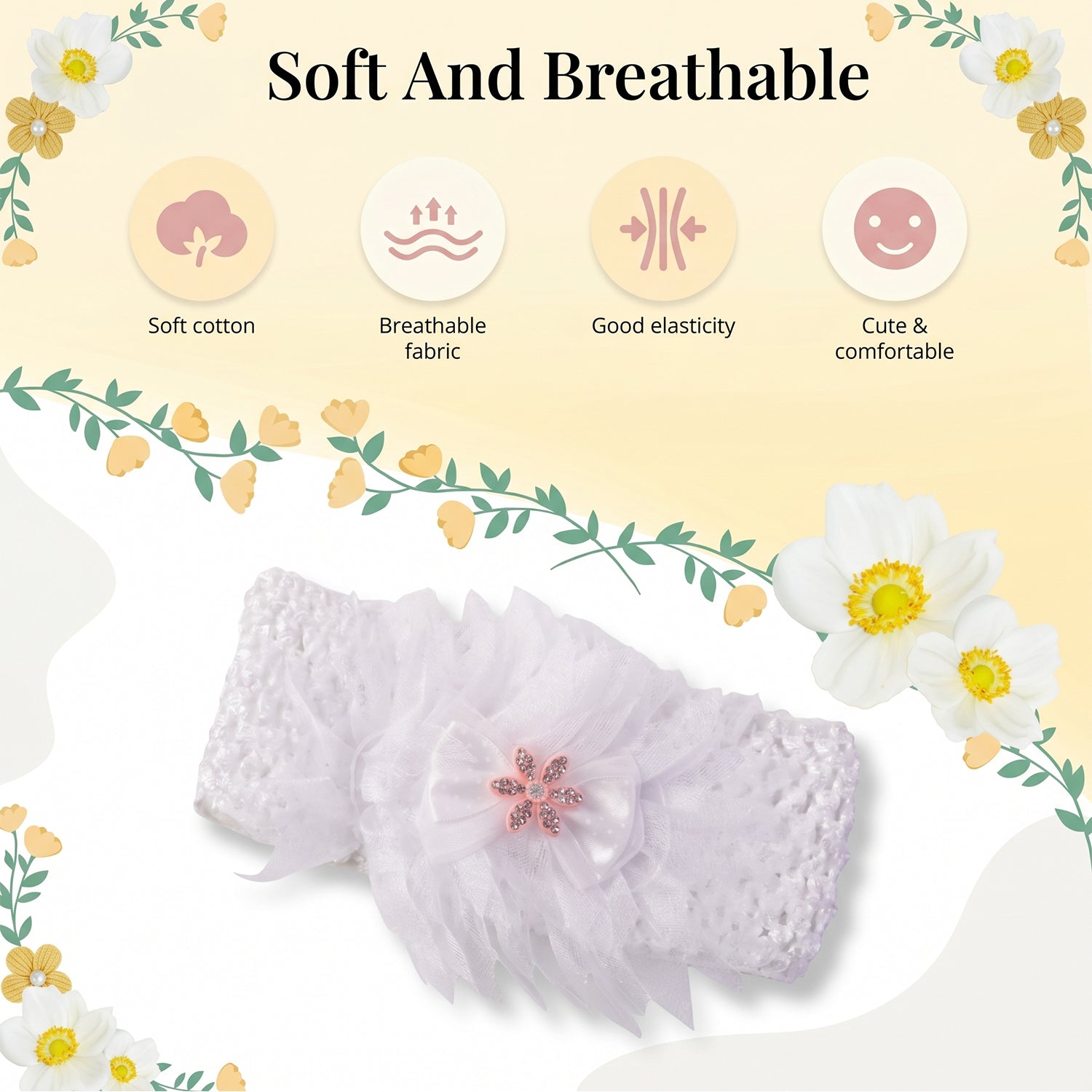 Floral baby headband styling example