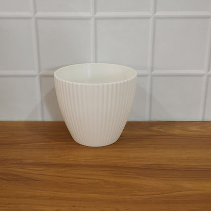 Premium White Ribbed Decorative Flower Pot (1 Pc)