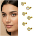 Gold Plated Floral Nosepin Stud – Combo Pack of 6 for Women & Girls