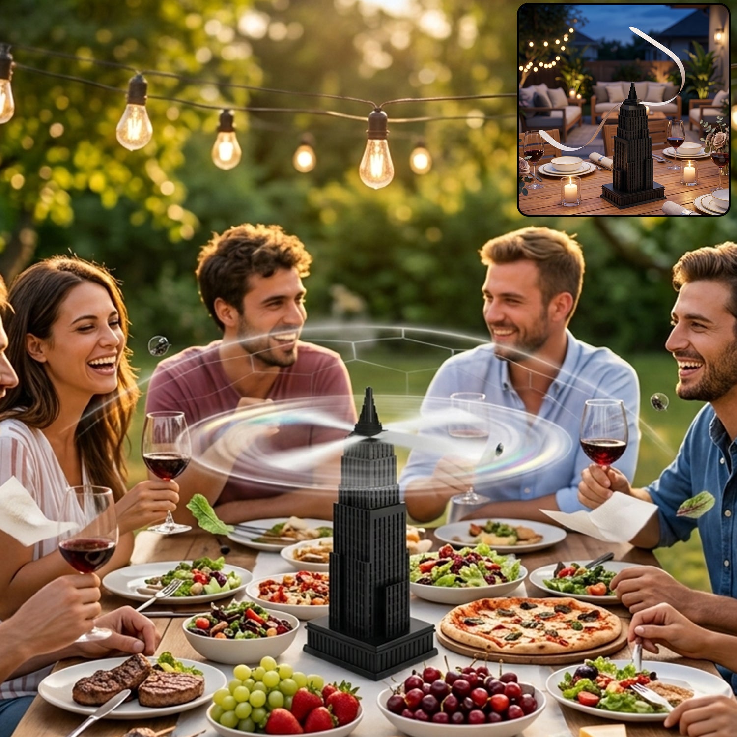 Small Tabletop Fly Repeller Fan Tower Design Food Protection (1 Pc)
