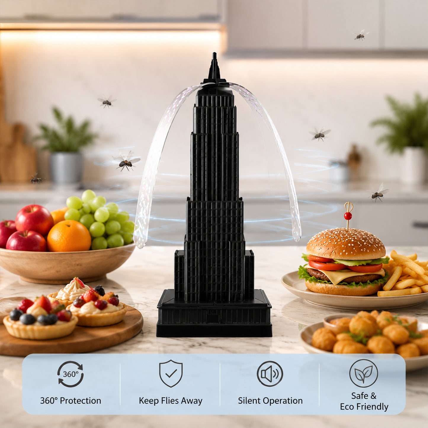 Big Tabletop Fly Repeller Fan Large Tower Design Food Protection (1 Pc)