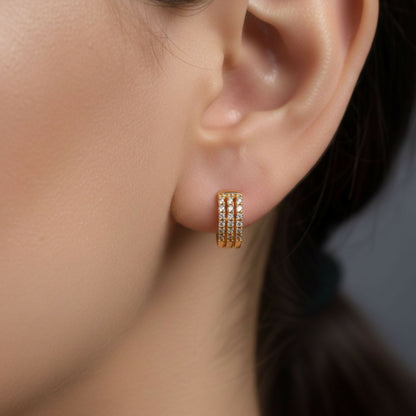Gold Finish Crystal Hoop Earrings for Women