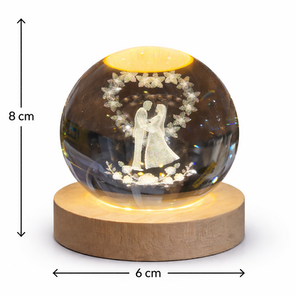 Crystal Ball LED Night Lamp | Romantic Couple Design | Warm Light Decor
