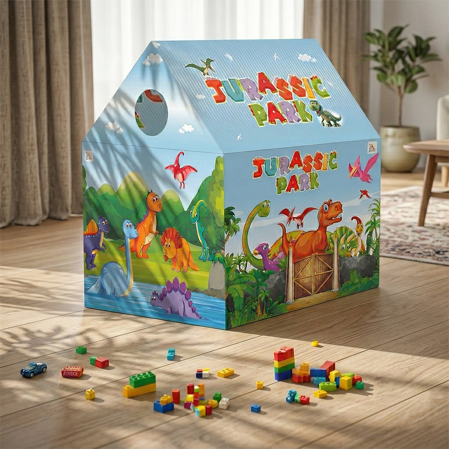 Jurassic Park Theme Foldable Kids Play Tent House with Pipe Frame Structure