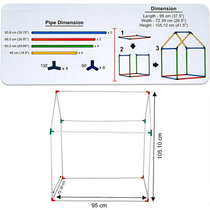 Pink Foldable Kids Play Tent House with Printed Home Design for Indoor & Outdoor Fun