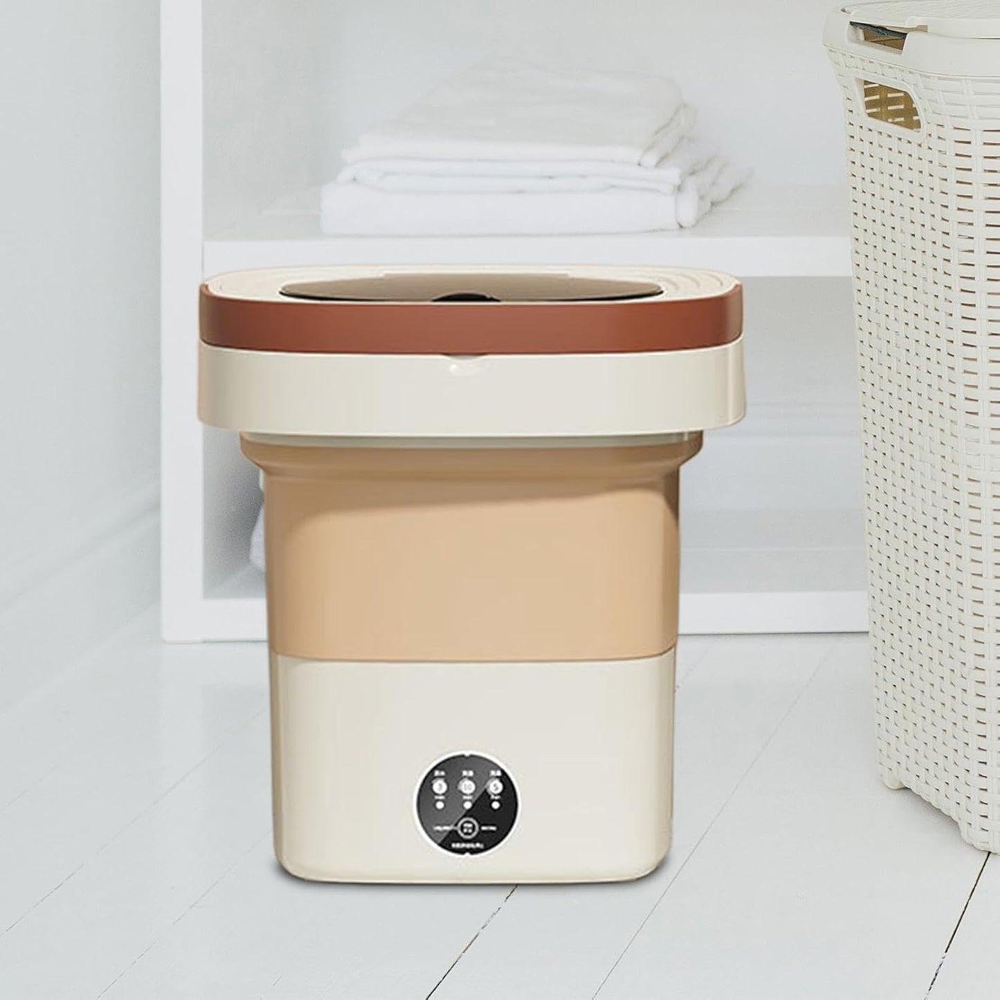 Portable Folding Washing Machine, Mini Collapsible Washer with Spin Basket (1 Pc)