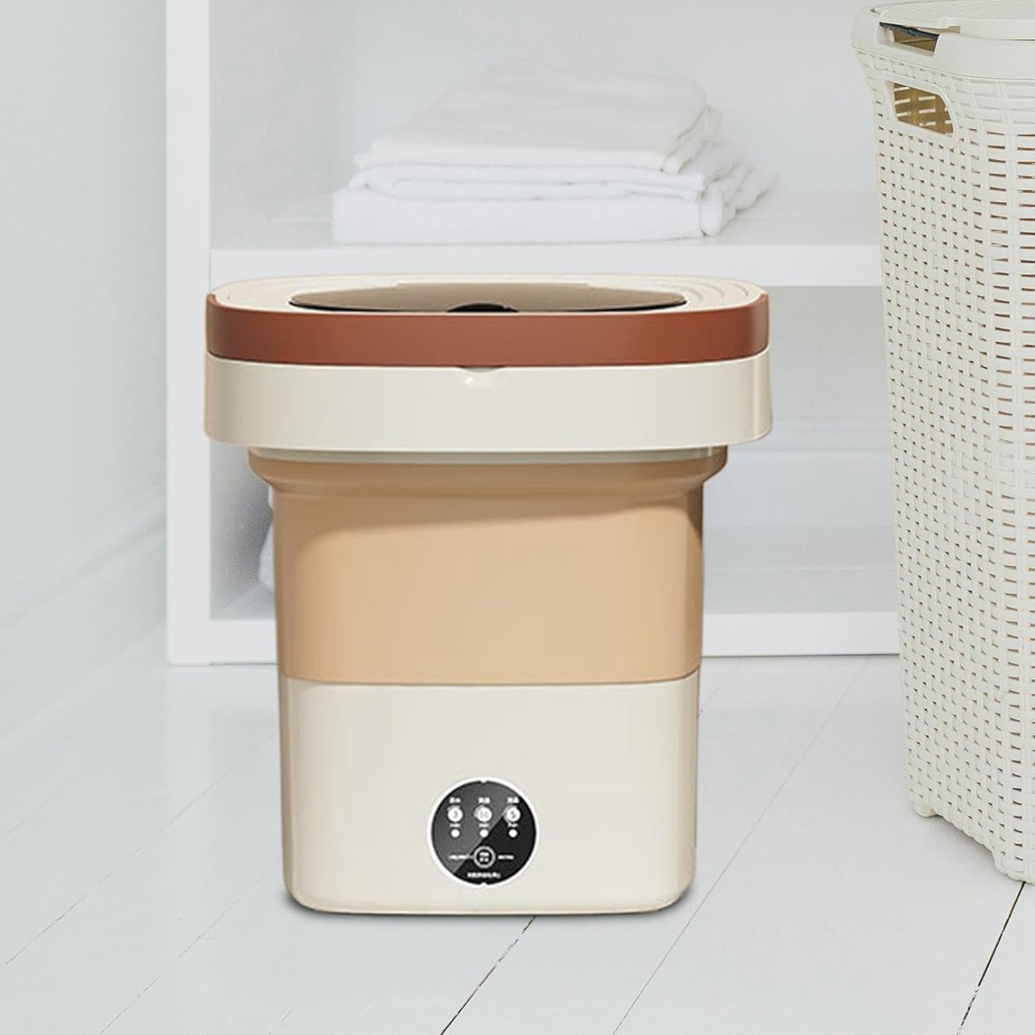 Portable Folding Washing Machine, Mini Collapsible Washer with Spin Basket (1 Pc)