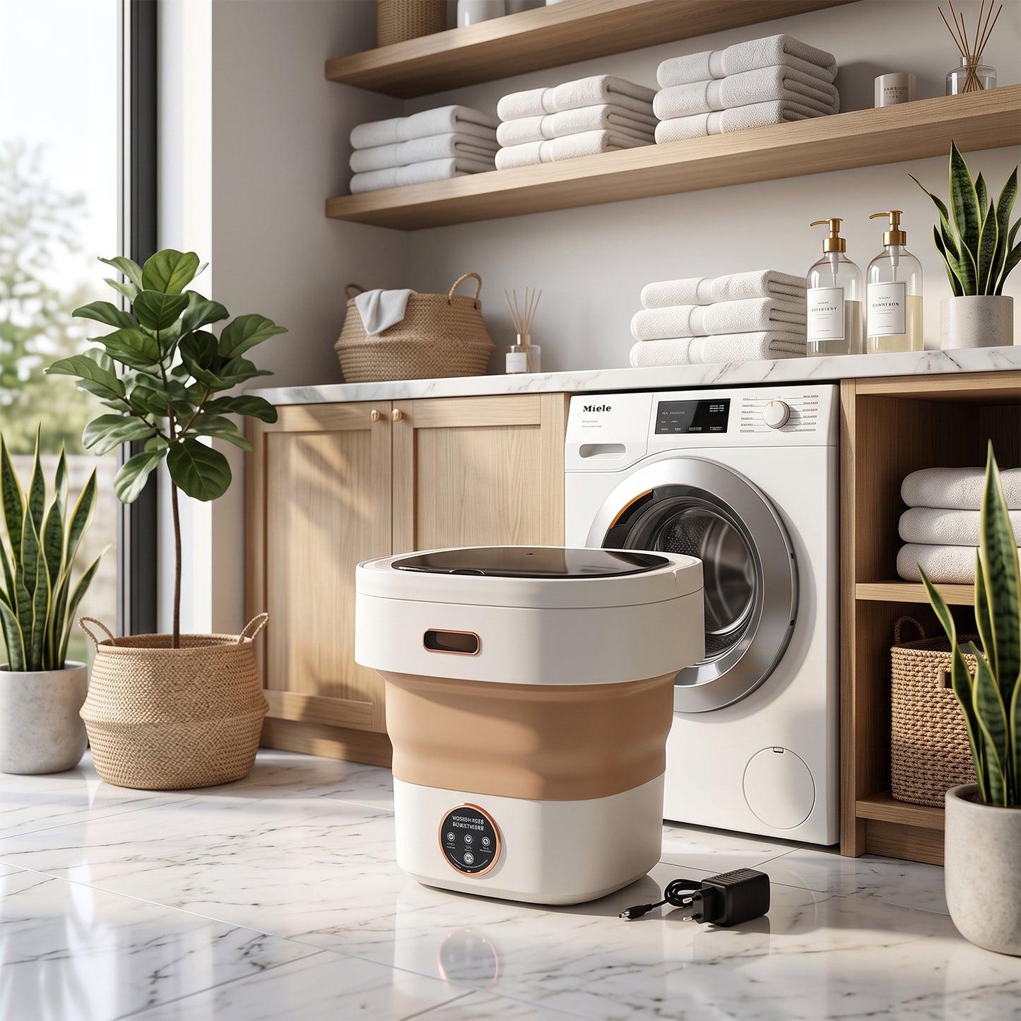 Portable Folding Washing Machine, Mini Collapsible Washer with Spin Basket (1 Pc)