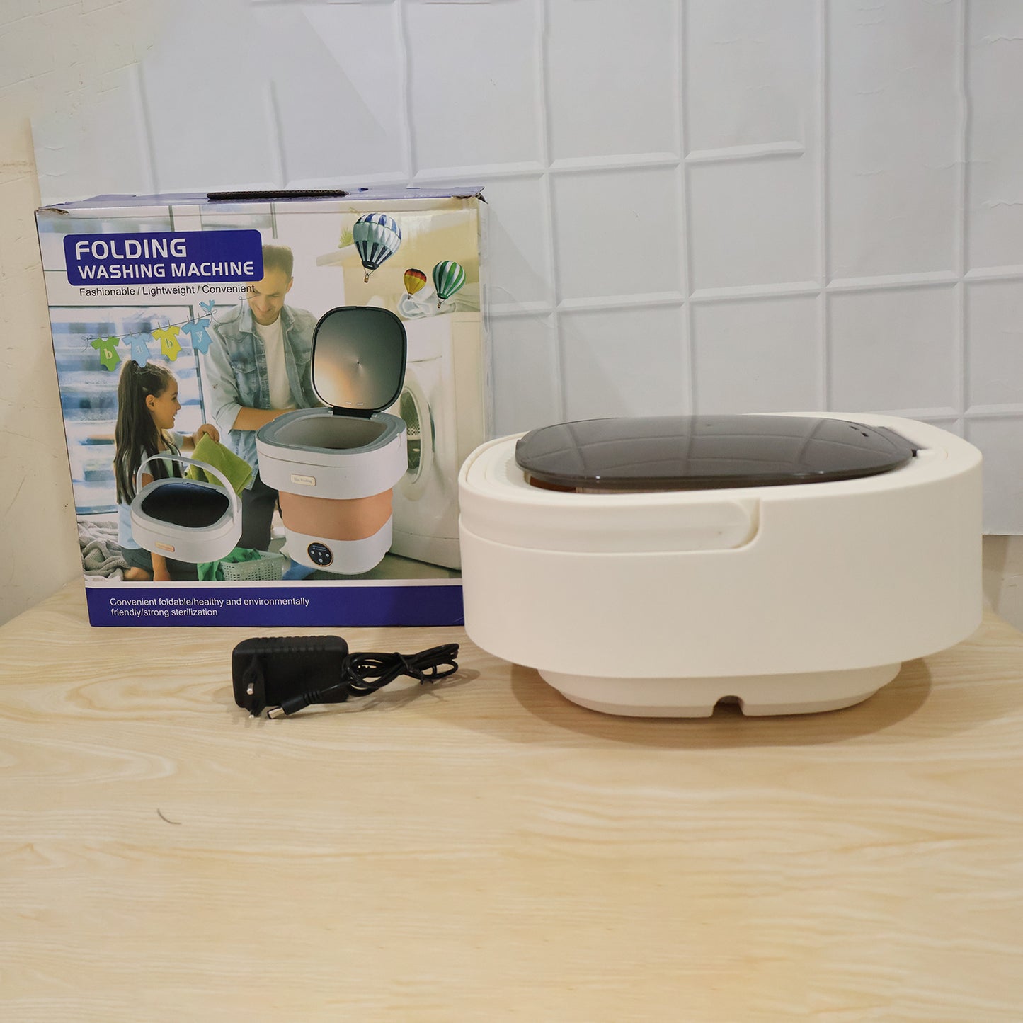 Portable Folding Washing Machine, Mini Collapsible Washer with Spin Basket (1 Pc)