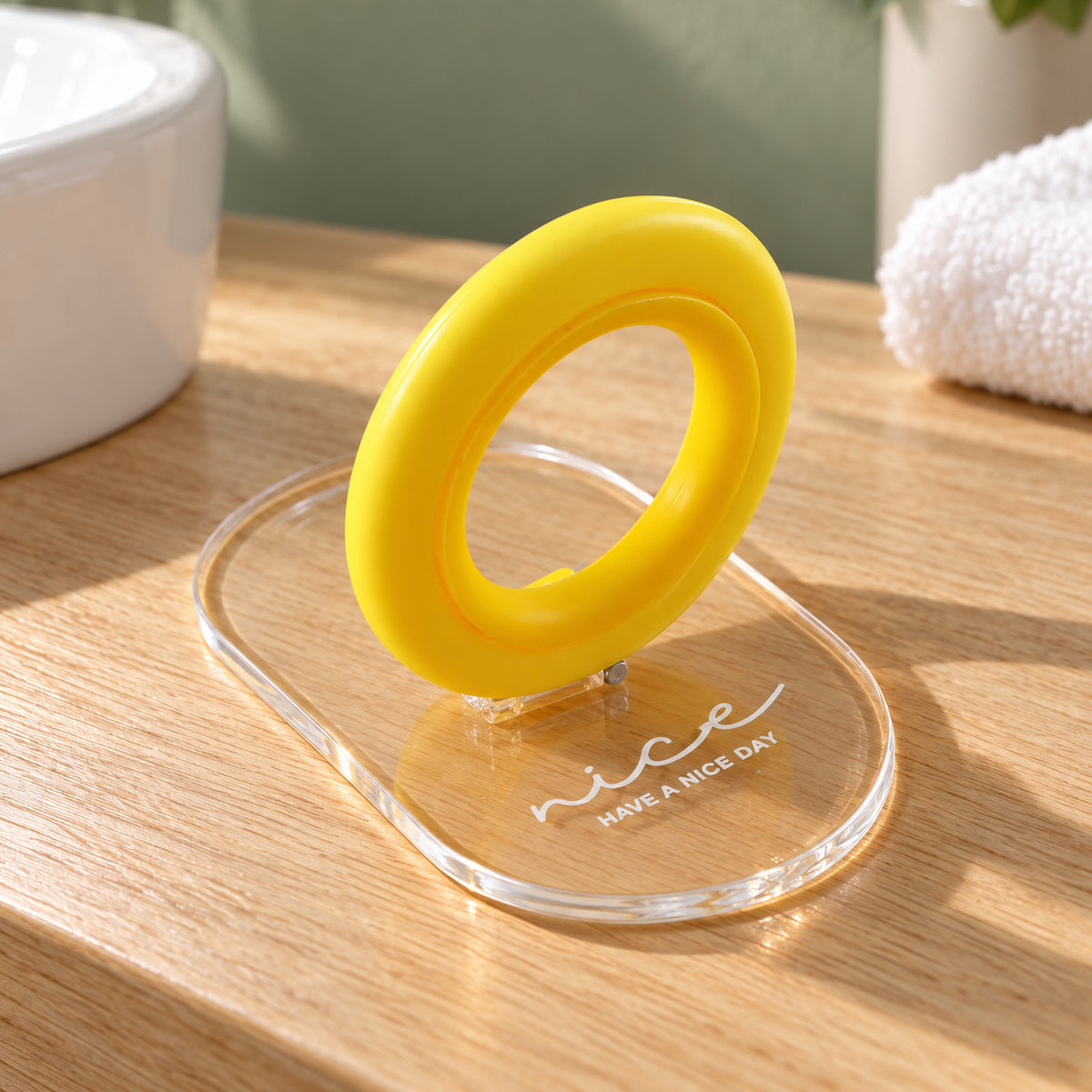 Toilet Seat Lifter with Folding Ring Handle and Self Adhesive Clear Base (1 Pc)
