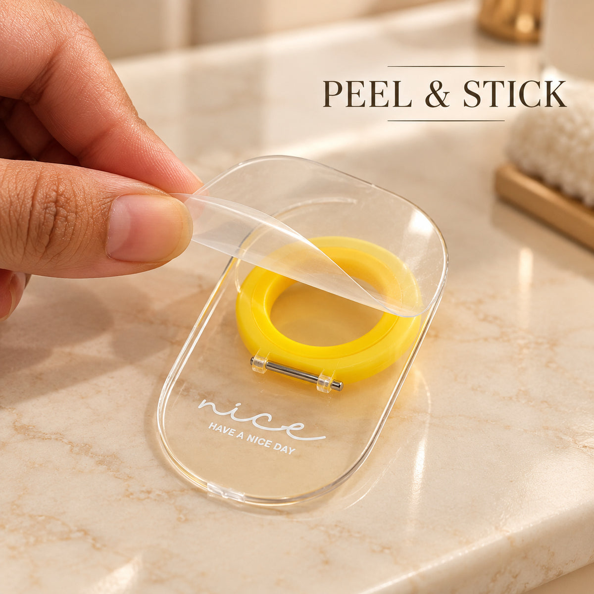 Toilet Seat Lifter with Folding Ring Handle and Self Adhesive Clear Base (1 Pc)