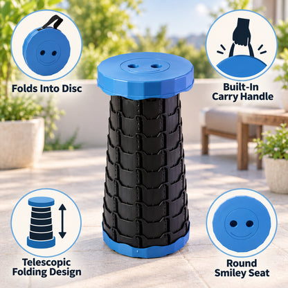Telescopic Folding Stool, Retractable Portable Camping and Fishing Seat (1 Pc, 42x23 Cm)