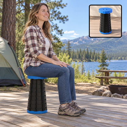 Telescopic Folding Stool, Retractable Portable Camping and Fishing Seat (1 Pc, 42x23 Cm)