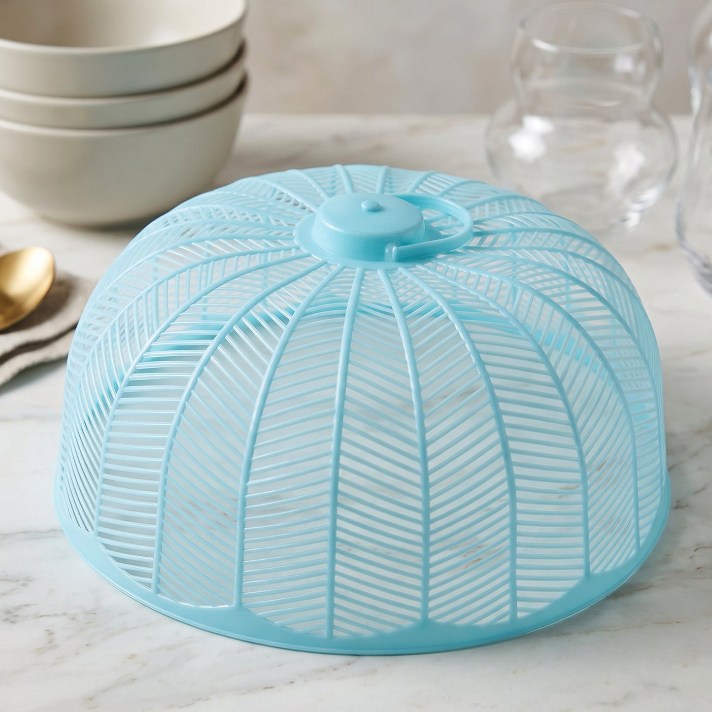 Plastic Mesh Food Cover Dome with Handle for Dining Table 21x10 Cm (1 Pc)