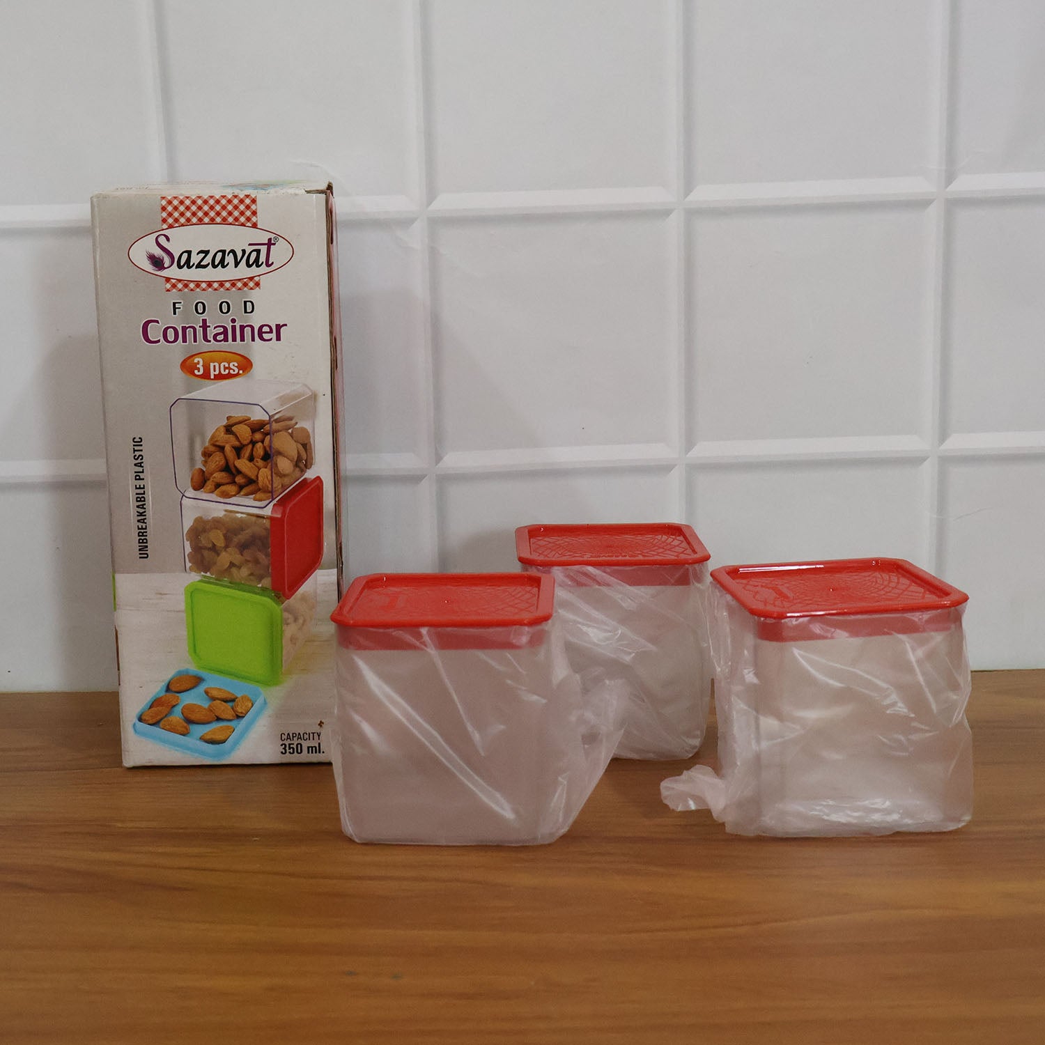 3 Piece Airtight Food Storage Container Set (1 Set / 350 ML)