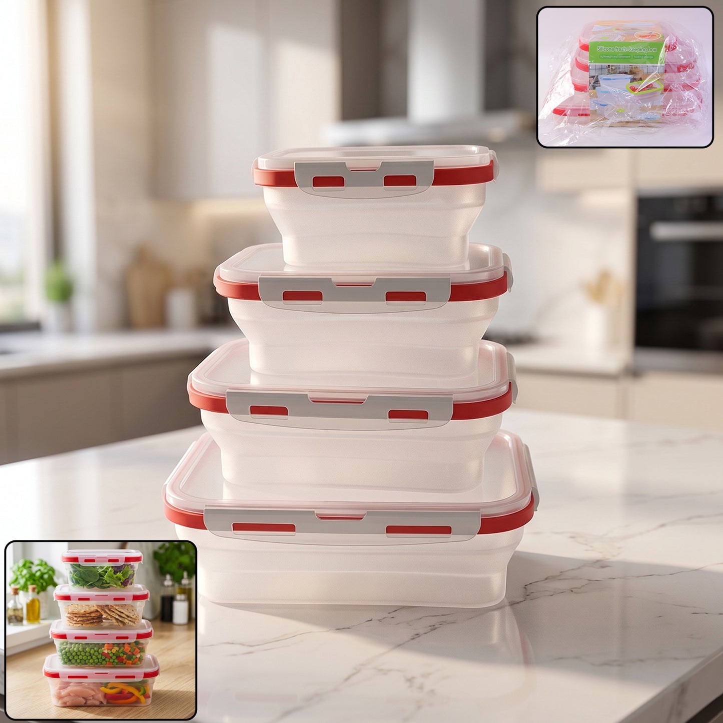 Collapsible food storage container set