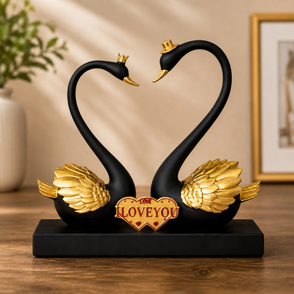 Romantic Swan Couple Showpiece front view