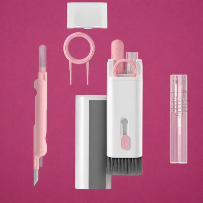 7-in-1 Keyboard & Earbuds Cleaning Kit with Brush Spray Tools – Pink