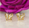 Butterfly Stud Earrings in 22K Gold with Diamond Accents