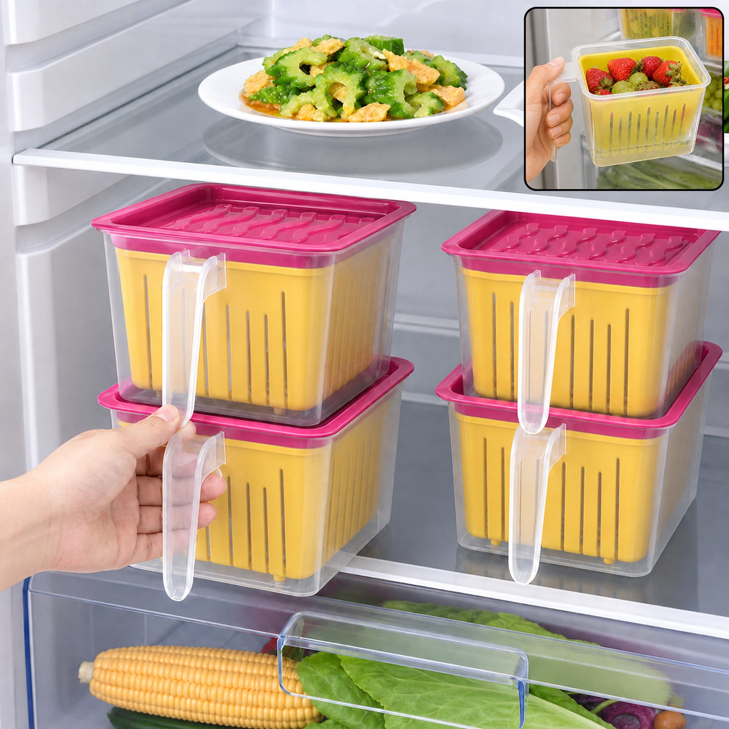 Fridge Storage Containers – 4 Pcs Plastic Set | Organivo